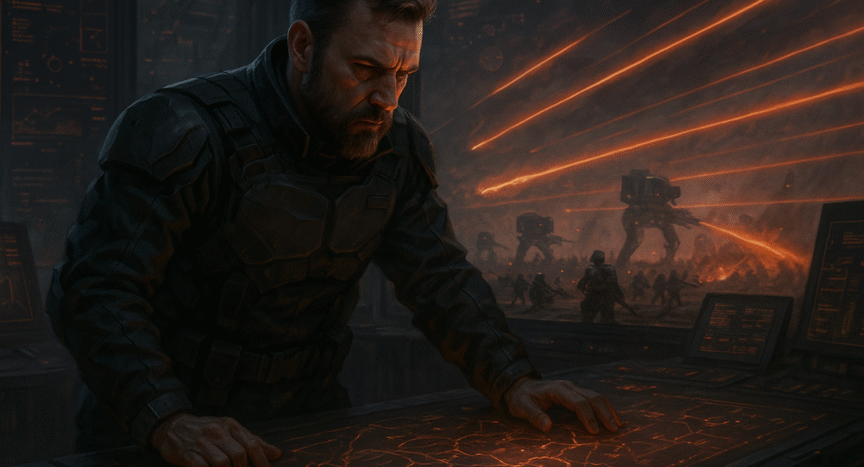 Estratega MDG ejecutando ataque rápido con tropas digitales