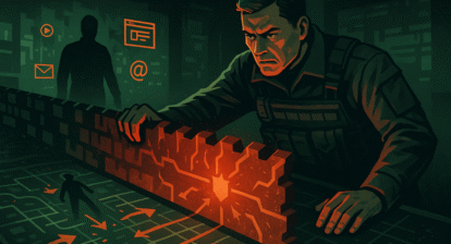 Estratega MDG cortando el paso digital del enemigo con un muro de contención.