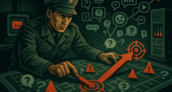 Estratega digital ejecutando un plan de desinformación para confundir a su objetivo