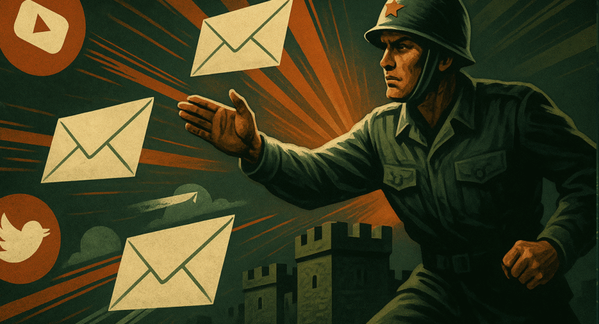 Estratega digital lanzando mensajes para contrarrestar la propaganda enemiga